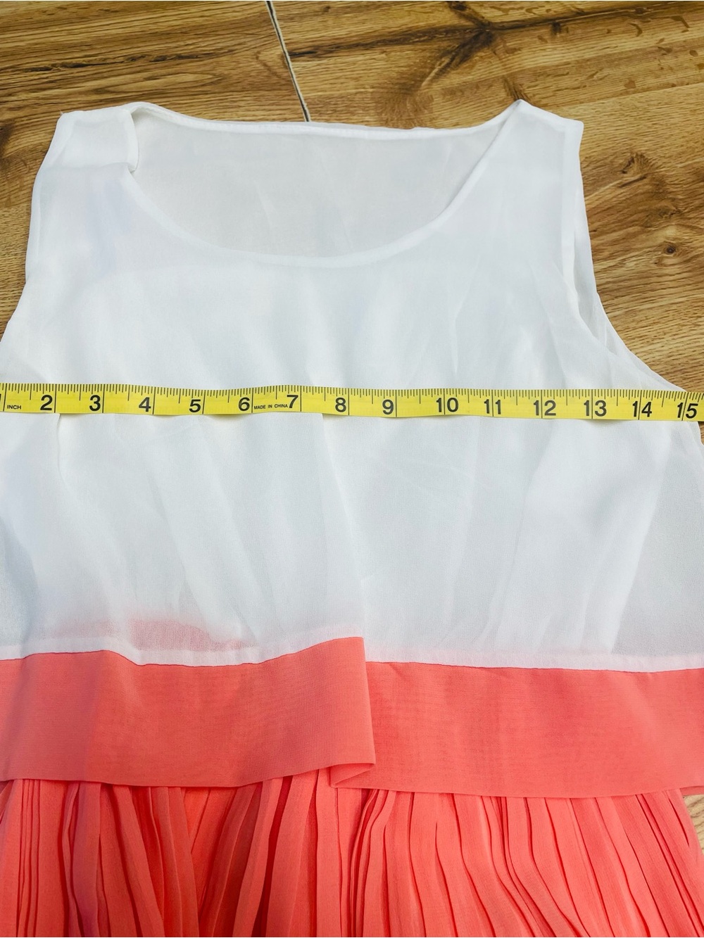 White and Coral Asymmetric Pleated Maxi Dress New W/O TAGS - Picture 4 of 6